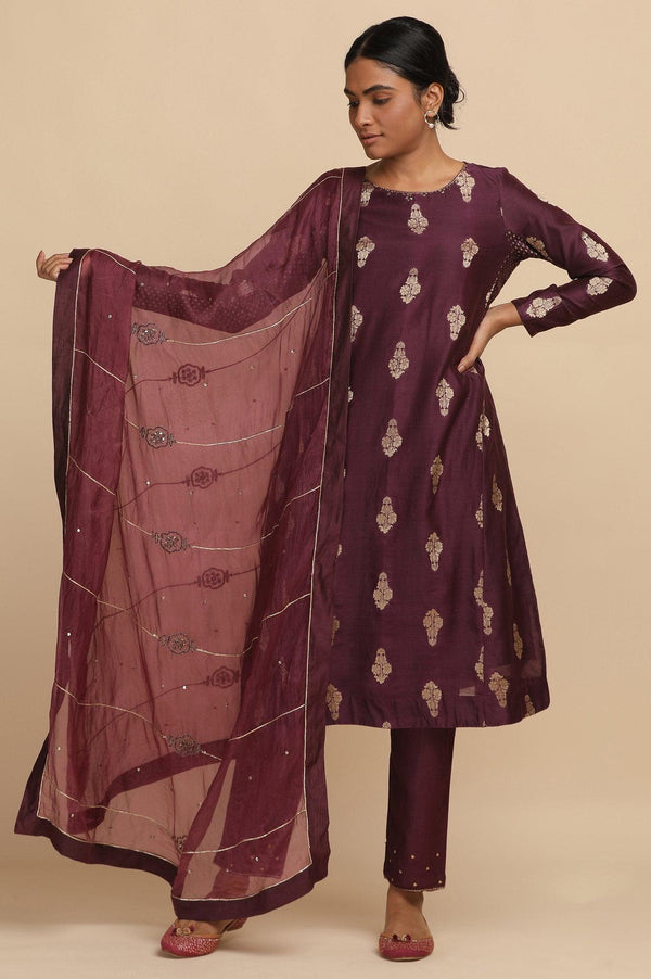 Dark Purple Solid Silk Organza Drape