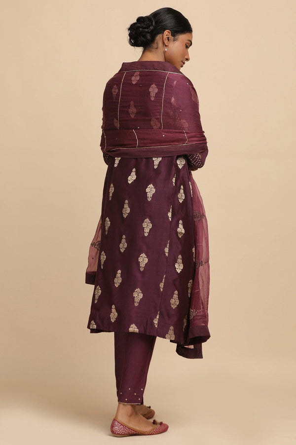 Dark Purple Solid Silk Organza Drape