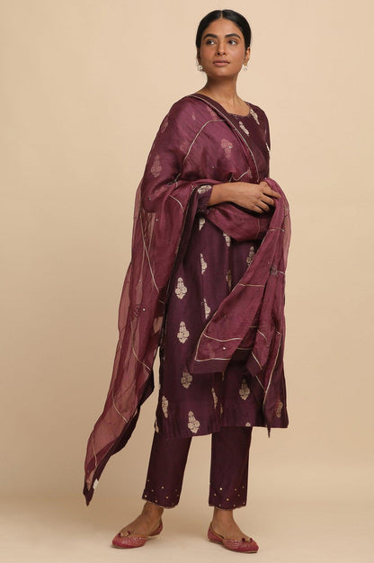 Dark Purple Solid Silk Organza Drape - wforwoman