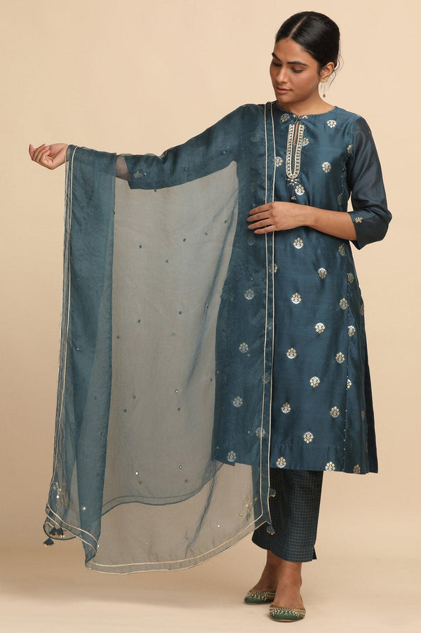 Blue Silk Organza Drape