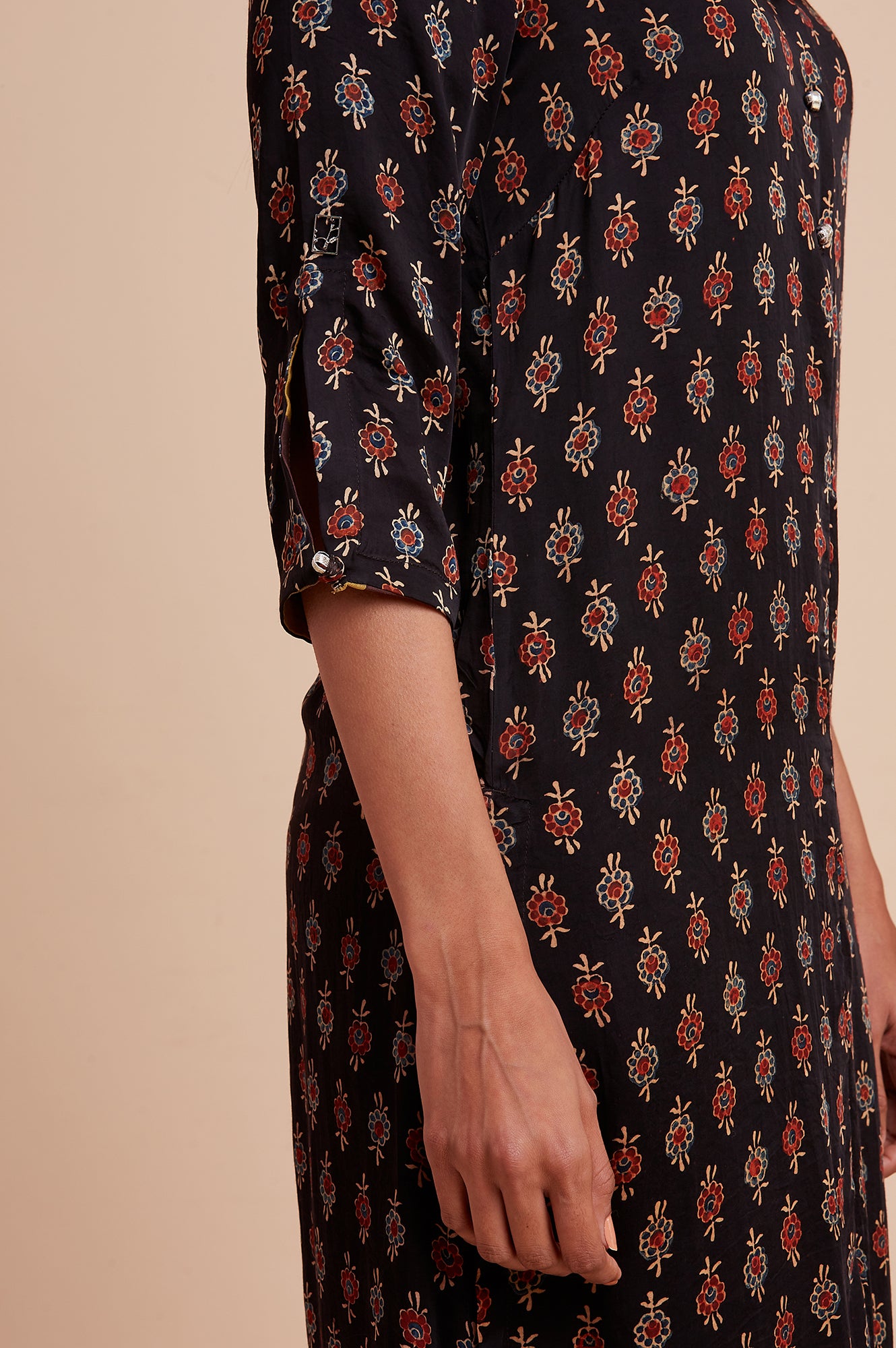 Brown Ajrakh Print Mid-Length kurta
