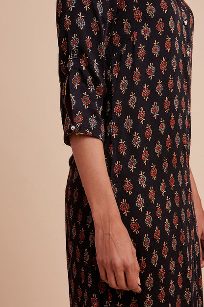 Brown Ajrakh Print Mid-Length kurta