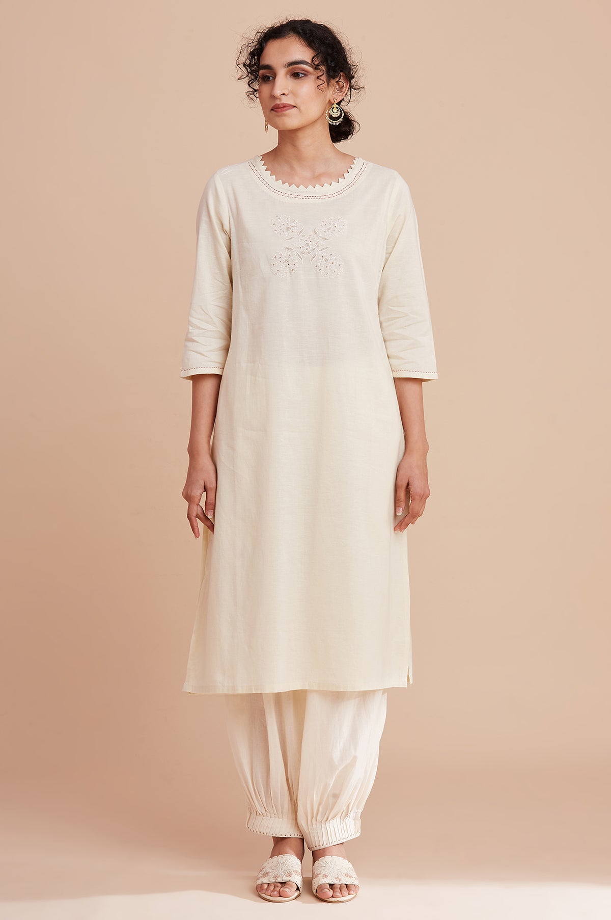Ecru Harit Khadi Solid kurta - XS