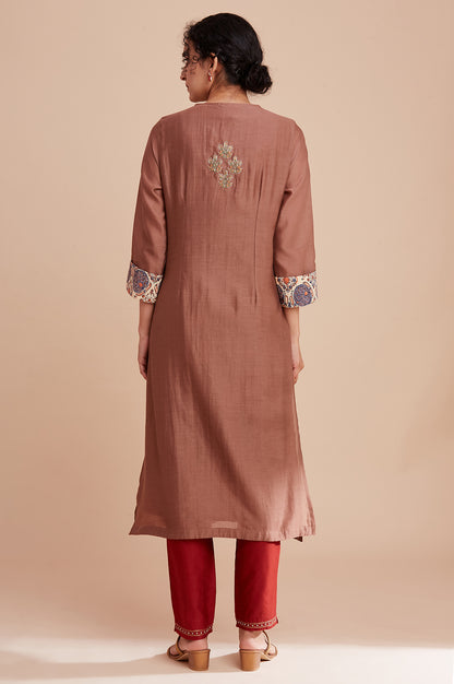 Beige Silk Chanderi kurta