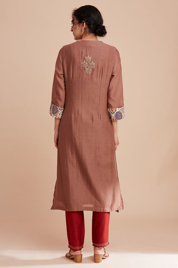 Beige Silk Chanderi kurta