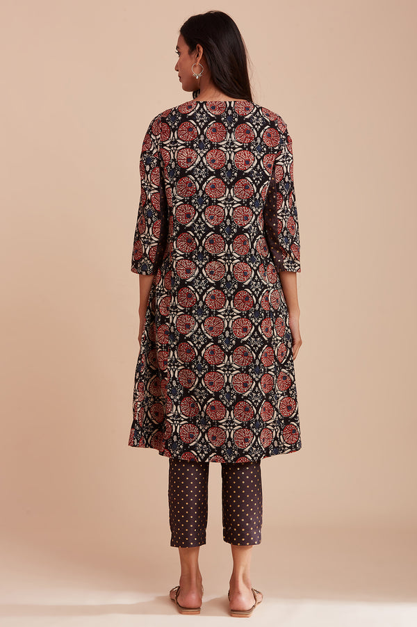 Brown Hand Block Print kurta