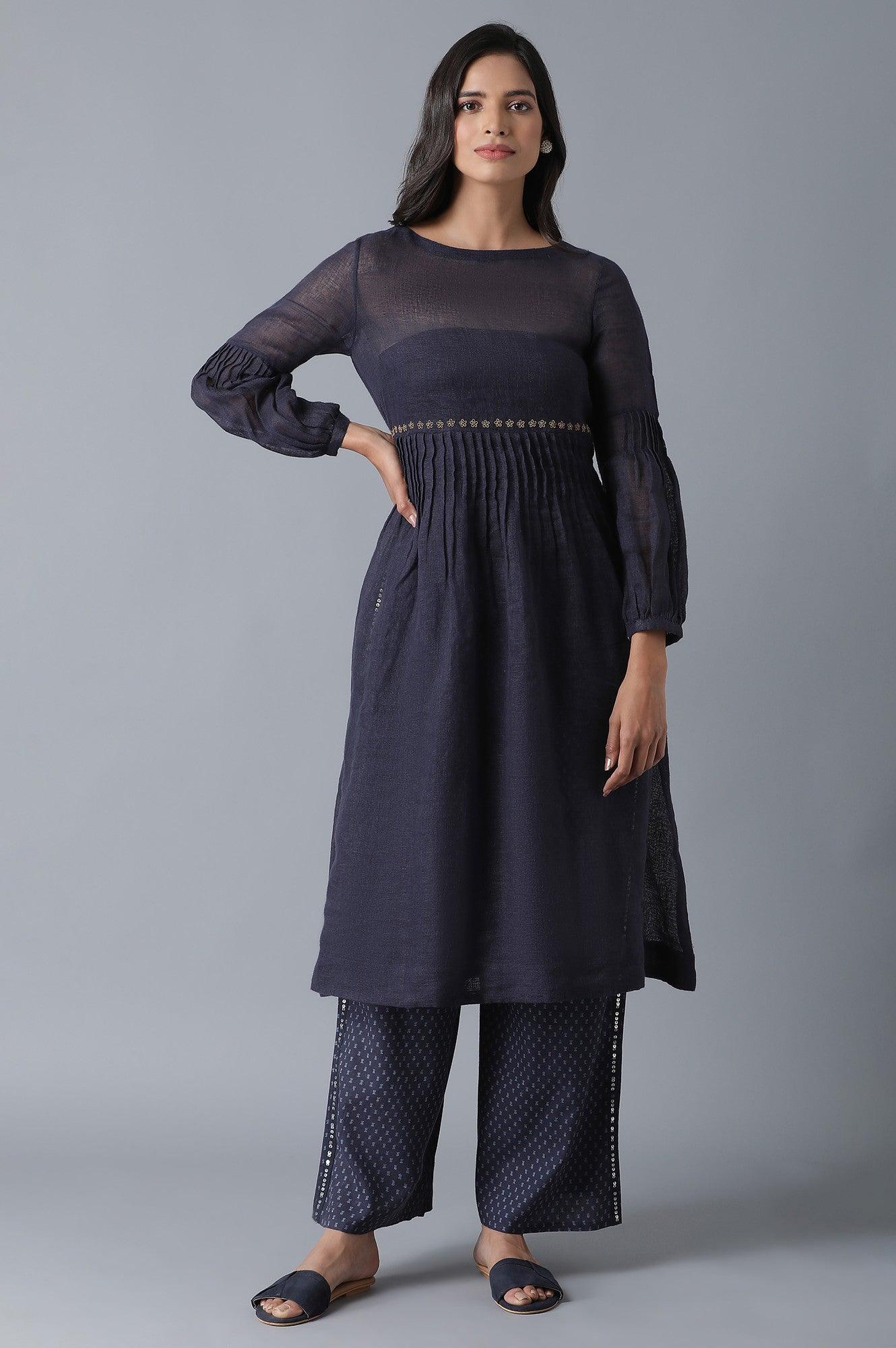 Indigo Printed Flared Parallel Pants - wforwoman