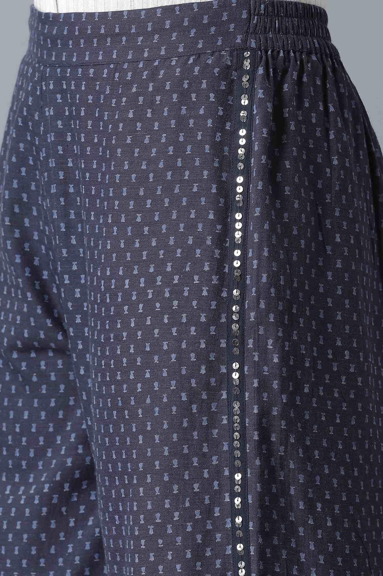 Indigo Printed Flared Parallel Pants - wforwoman