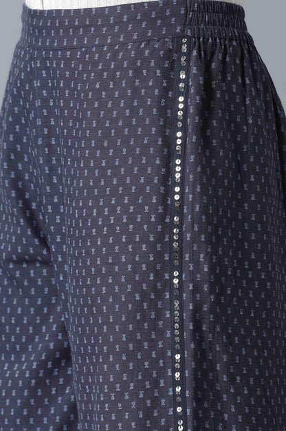 Indigo Printed Flared Parallel Pants - wforwoman