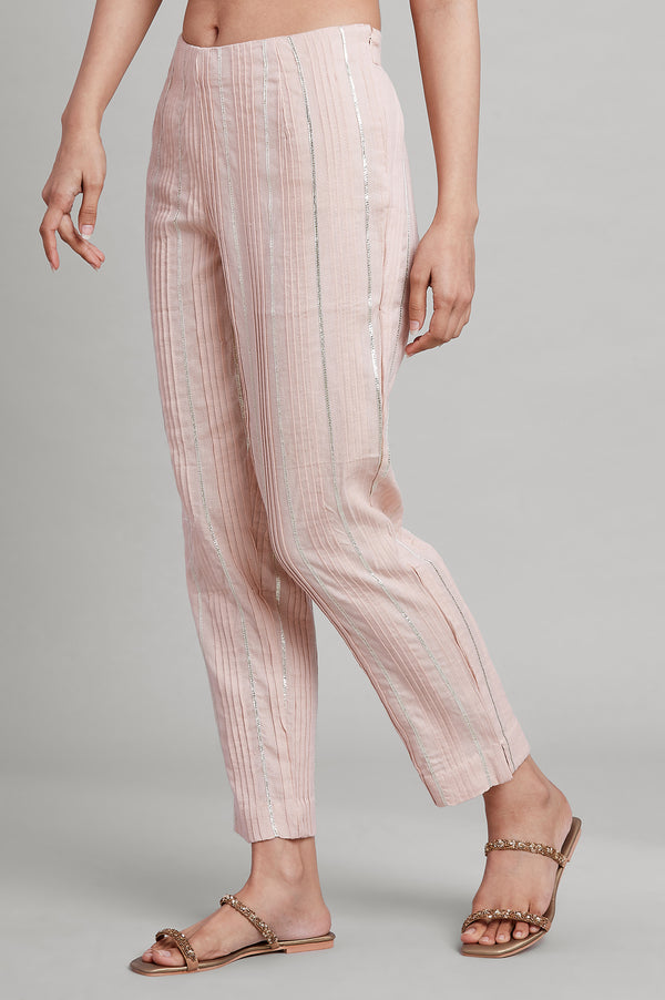 Light Pink Pleated Slim Pants
