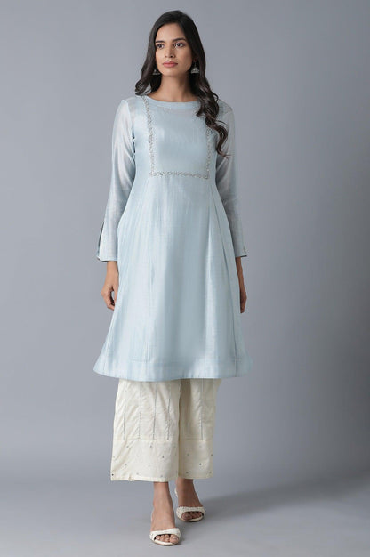 Ecru Parallel Pants with Embroidered Hem - wforwoman