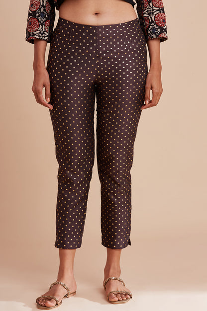 Dark Brown Jacquard Slim Pants