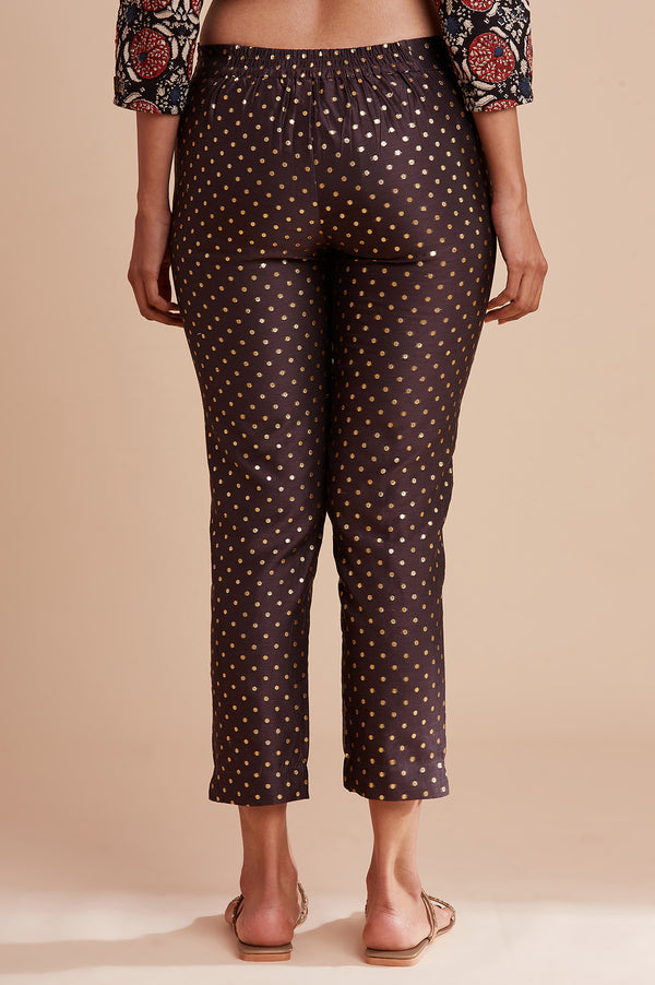 Dark Brown Jacquard Slim Pants