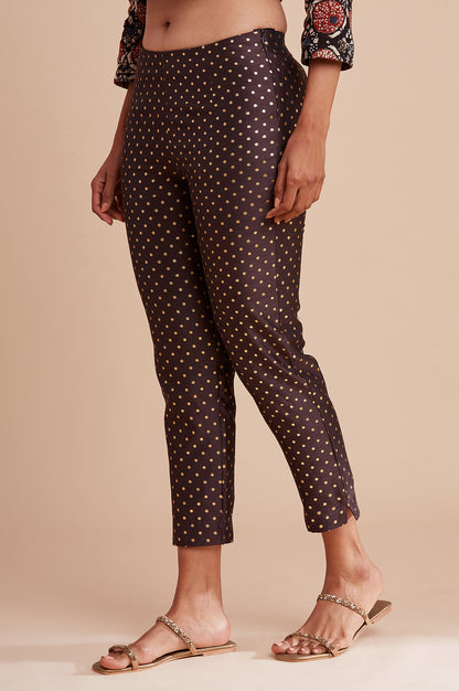 Dark Brown Jacquard Slim Pants
