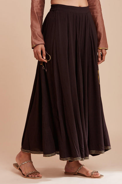 Dark Brown Crinkled Divided Skirt - wforwoman