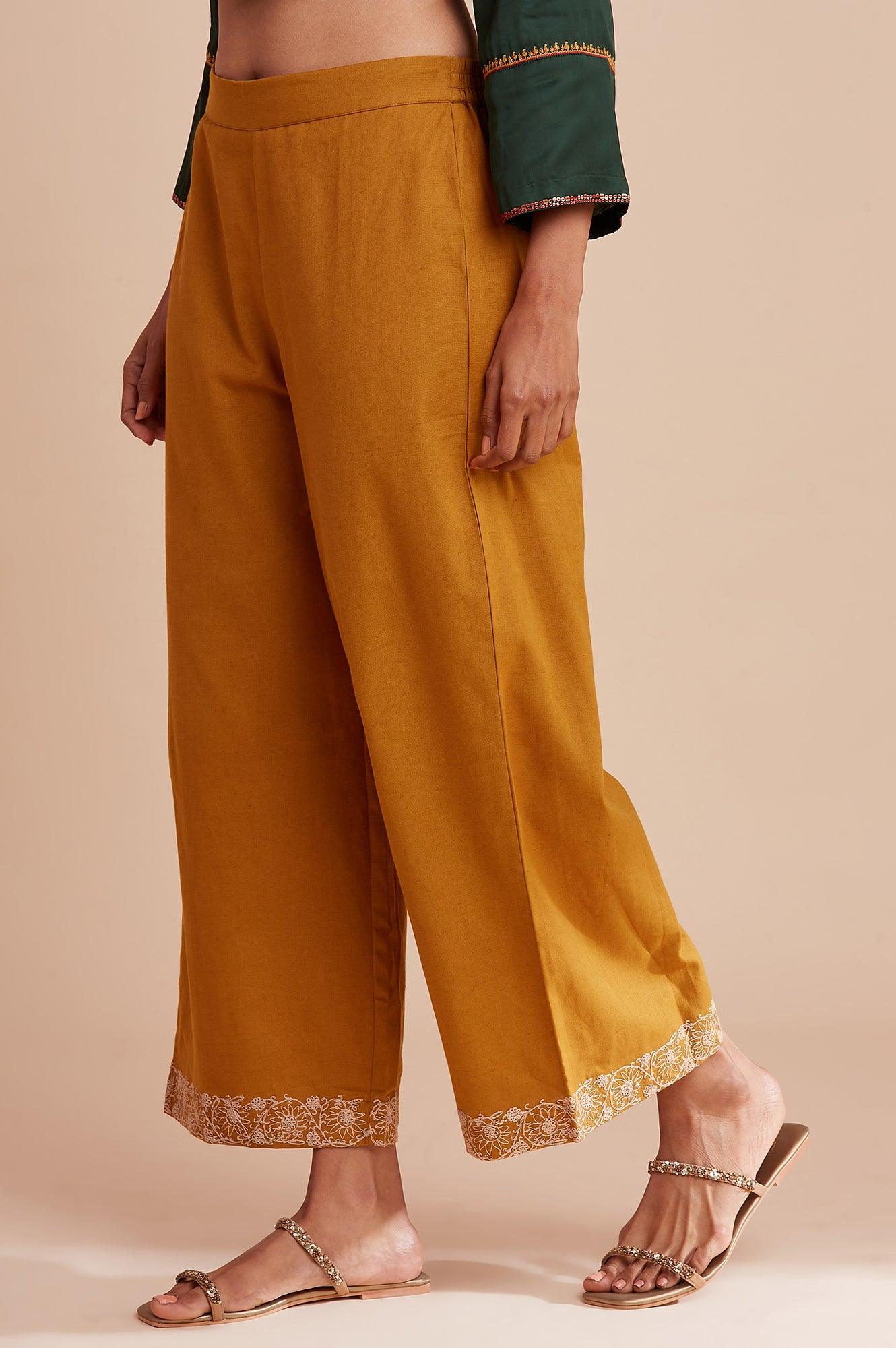 Light Yellow Solid Parallel Pants - wforwoman