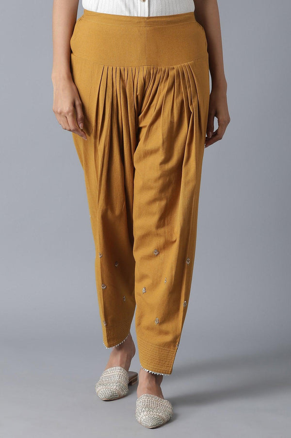 Dark Yellow Solid Salwar Pants