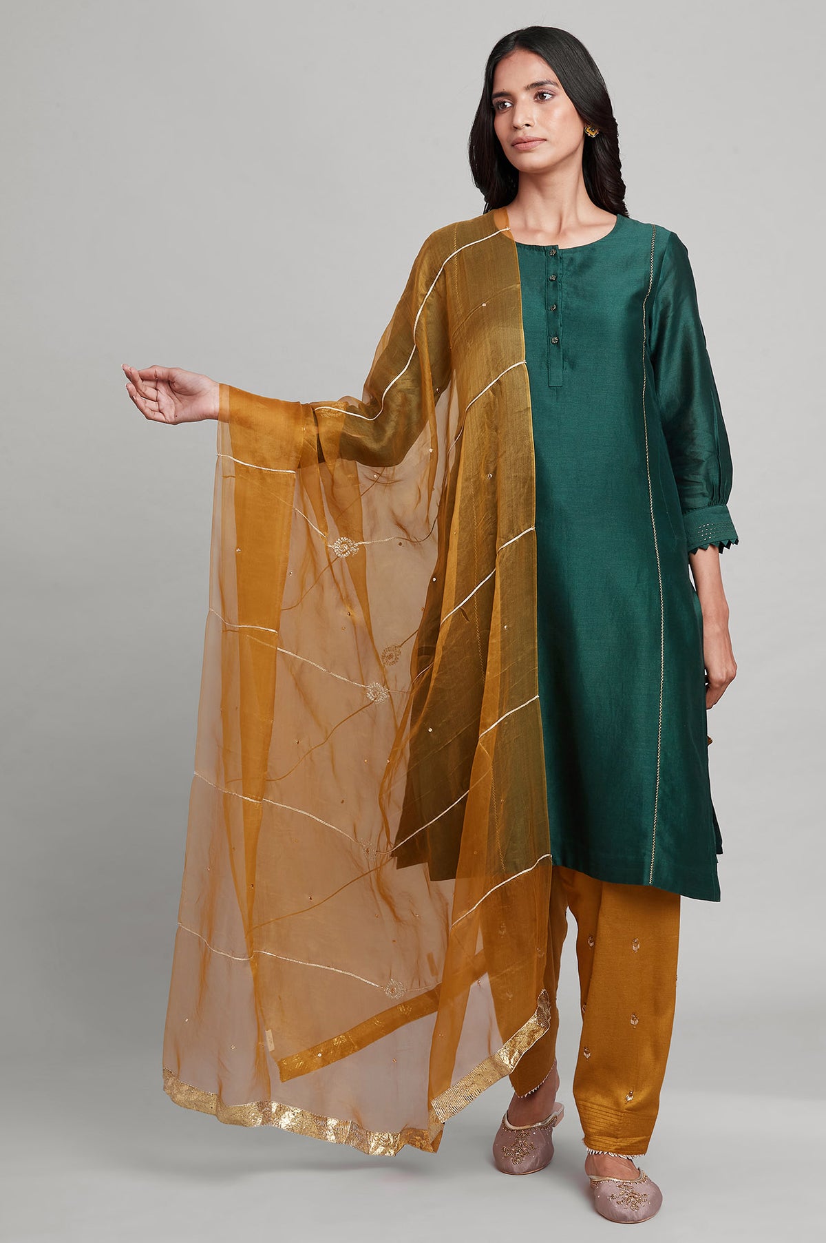 Dark Yellow Organza Drape - FS