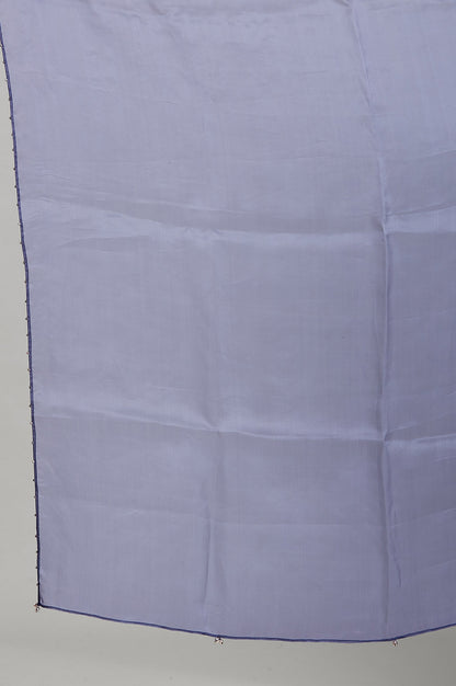 Blue Short kurta-Crinkled Skirt-Organza Drape Set