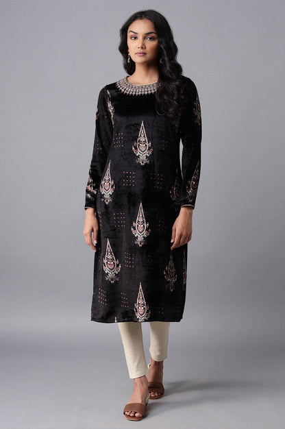 Black Velvet kurta - wforwoman