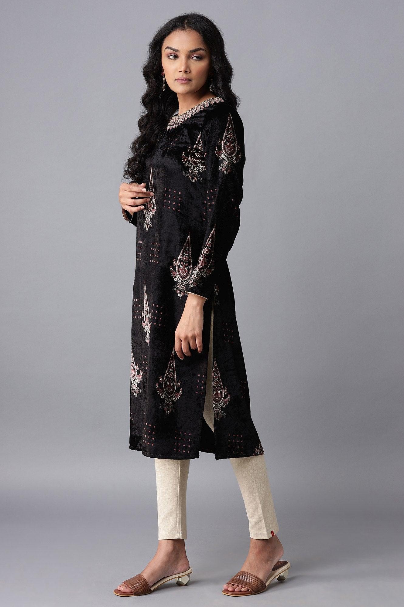 Black Velvet kurta - wforwoman