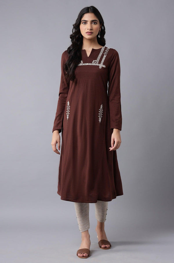 Dark Brown A-line Winter kurta