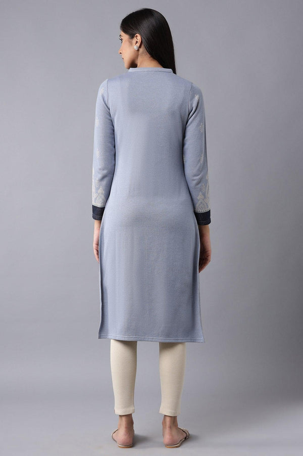 Blue Jacquard Winter kurta