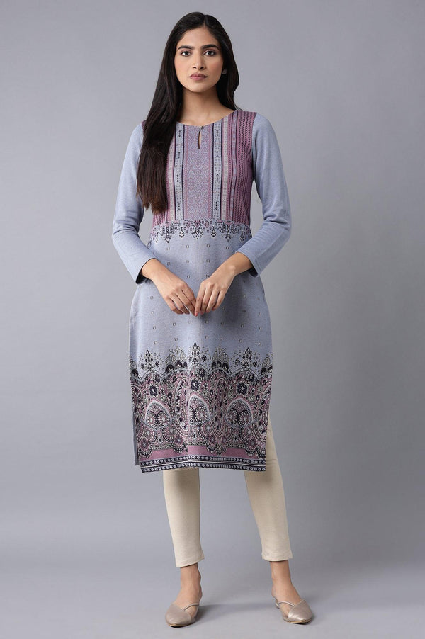 Light Blue Winter Jacquard kurta