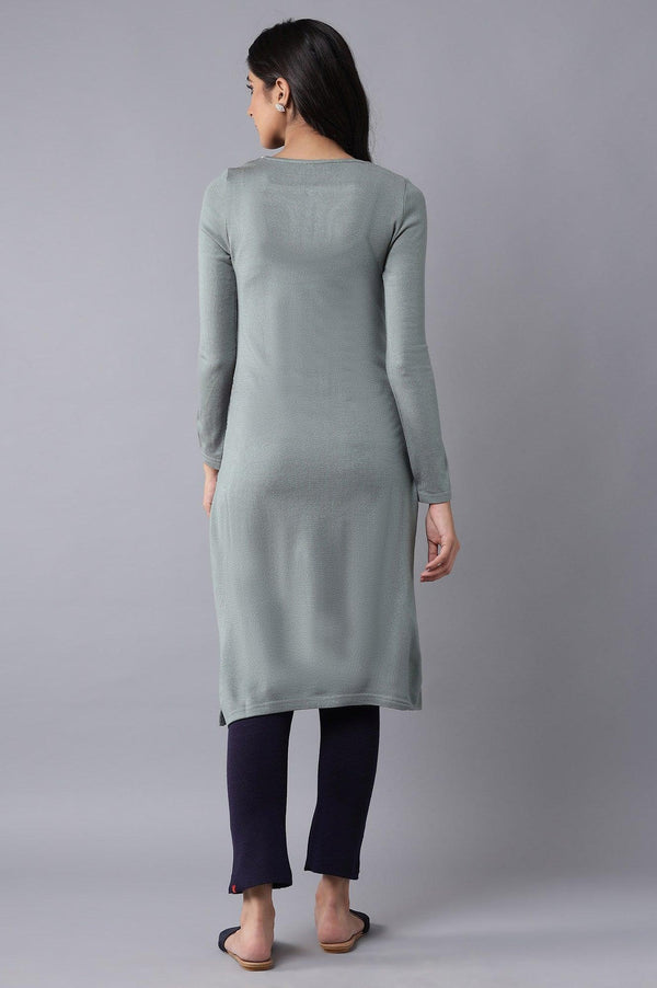 Light Blue Embroidered A-line kurta