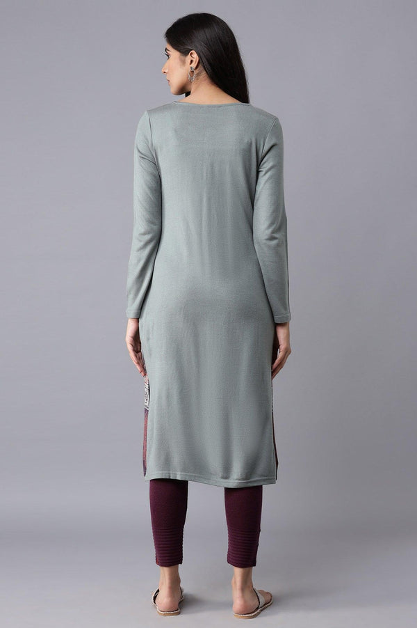 Light Blue Printed Winter kurta