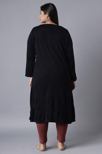 Navy Acrylic Asymmetric A-line kurta - wforwoman