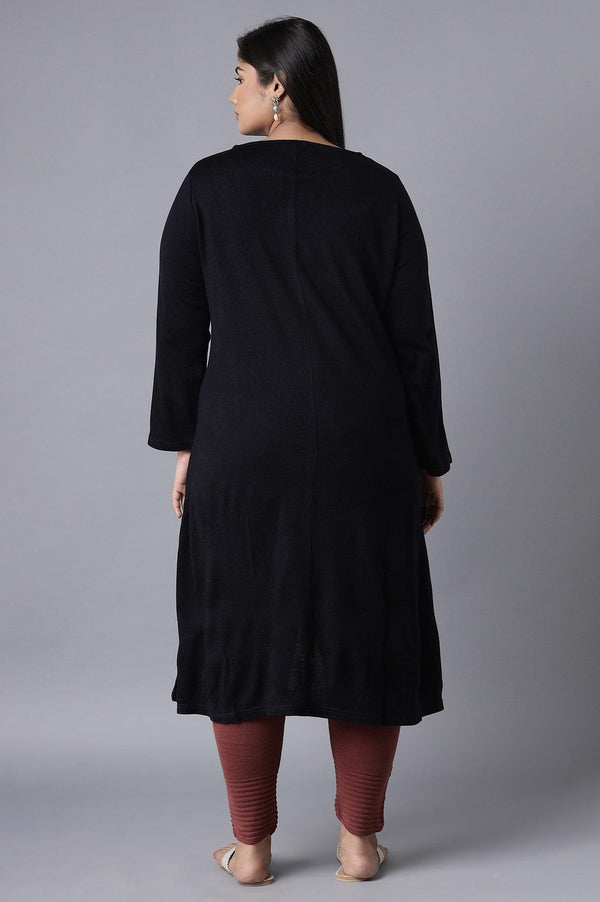 Navy Acrylic Asymmetric A-line kurta