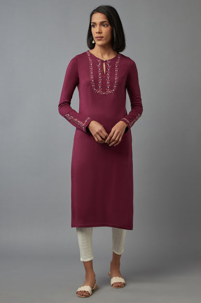 Purple Embroidered kurta