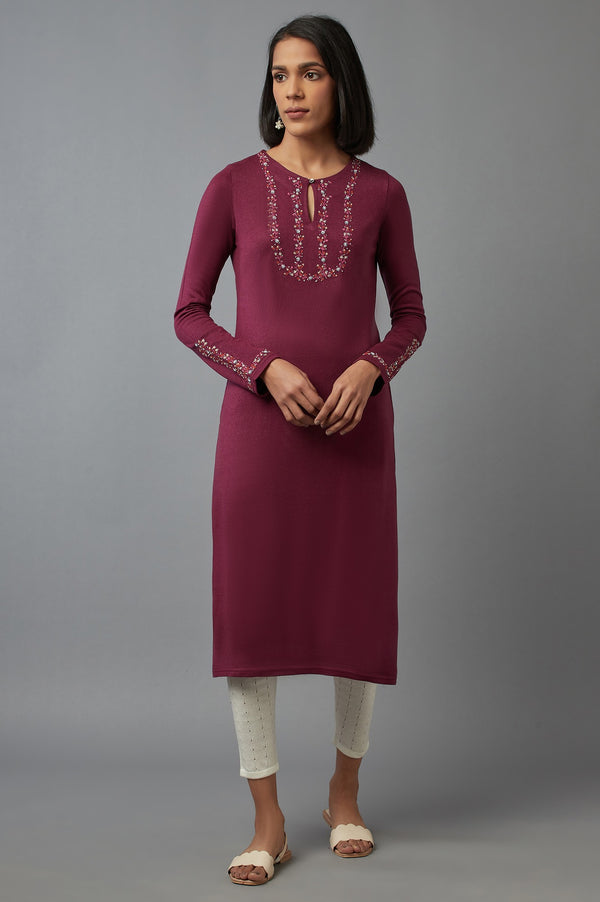 Purple Embroidered kurta