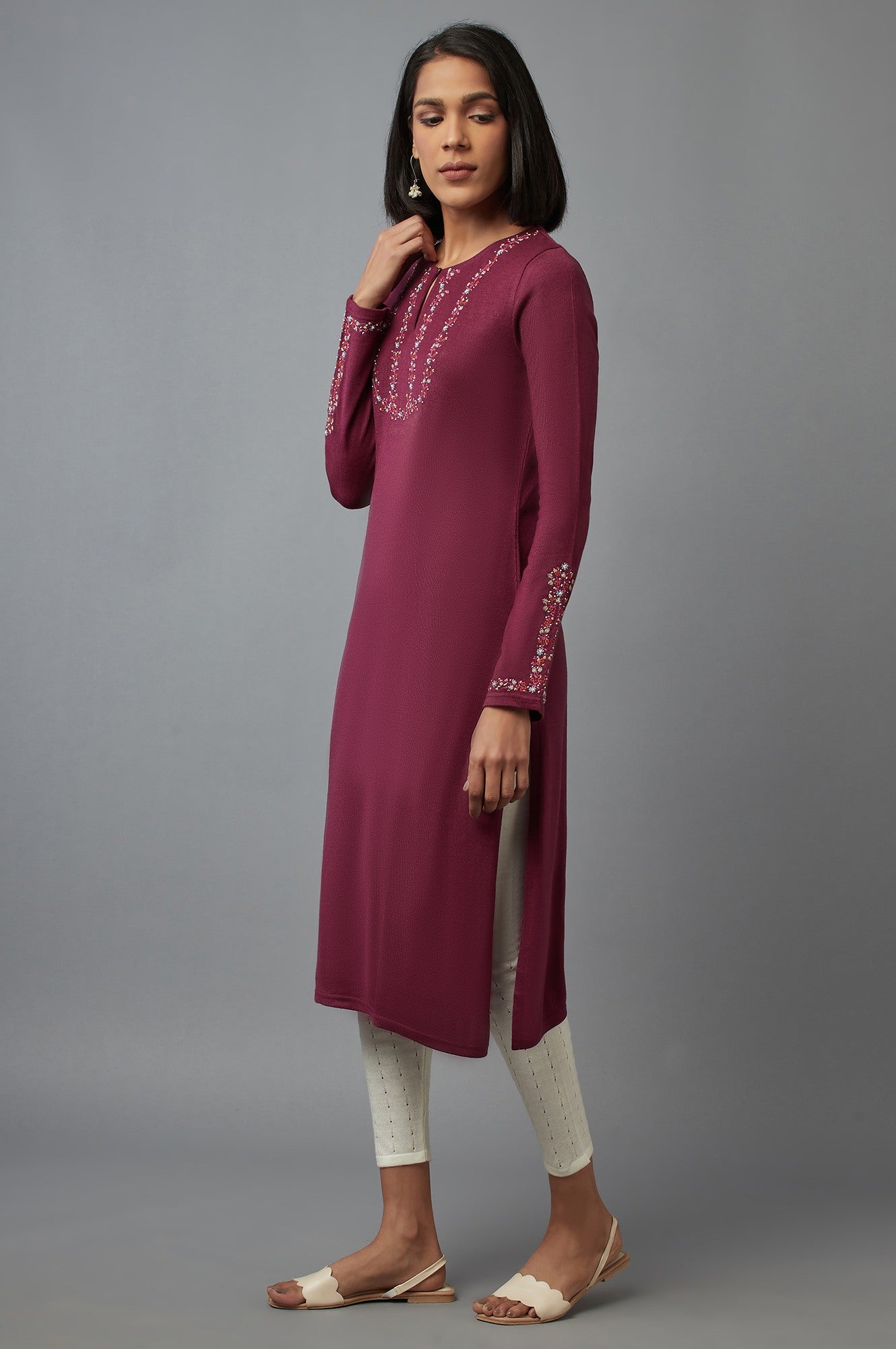 Purple Embroidered kurta