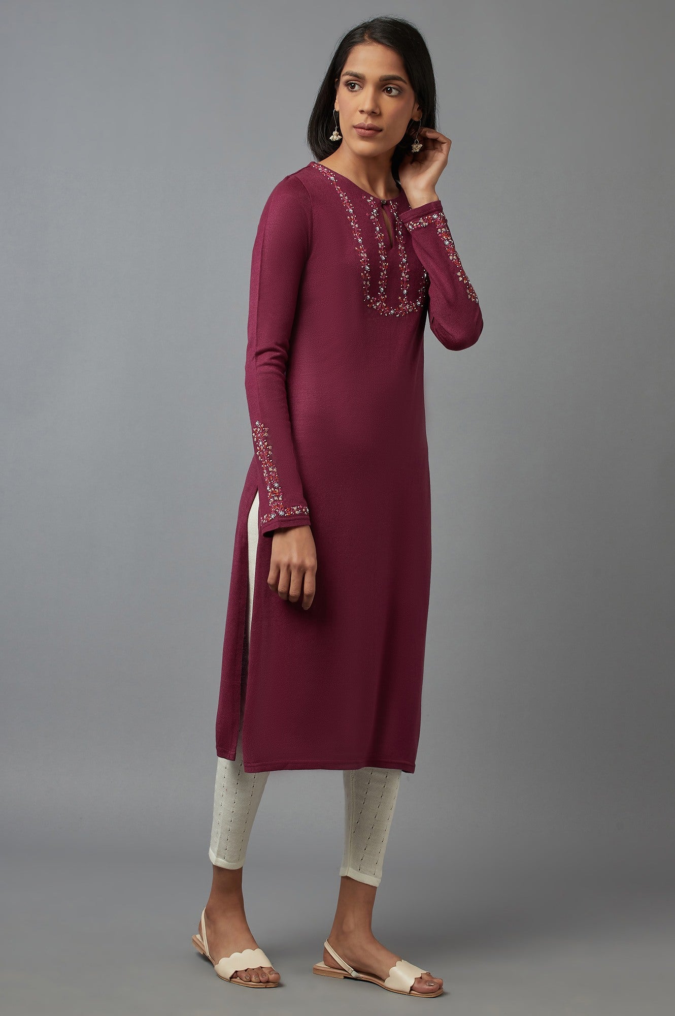 Purple Embroidered kurta