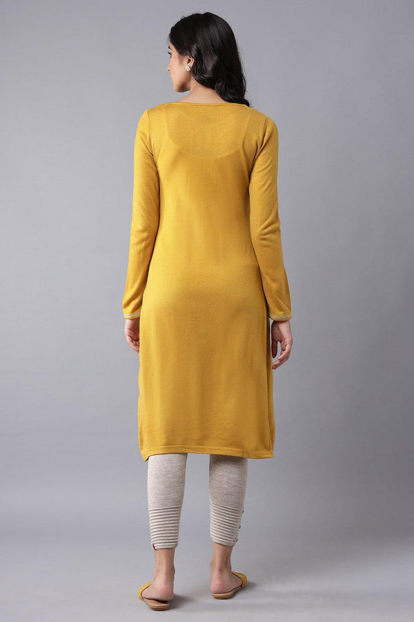 Yellow Embroidered Acrylic kurta