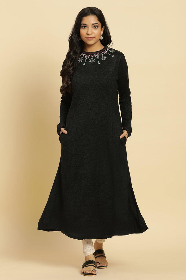 Black Embroidered Acrylic Kurta