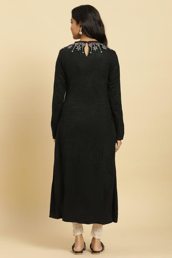 Black Embroidered Acrylic Kurta