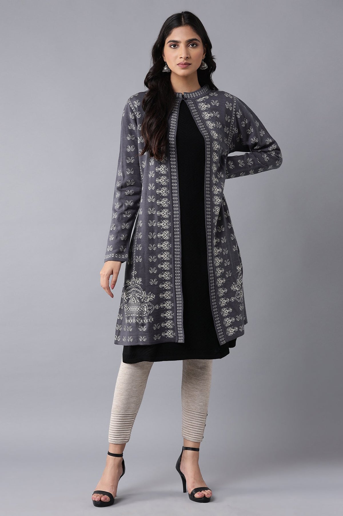 Grey Jaquard Cardigan - WG