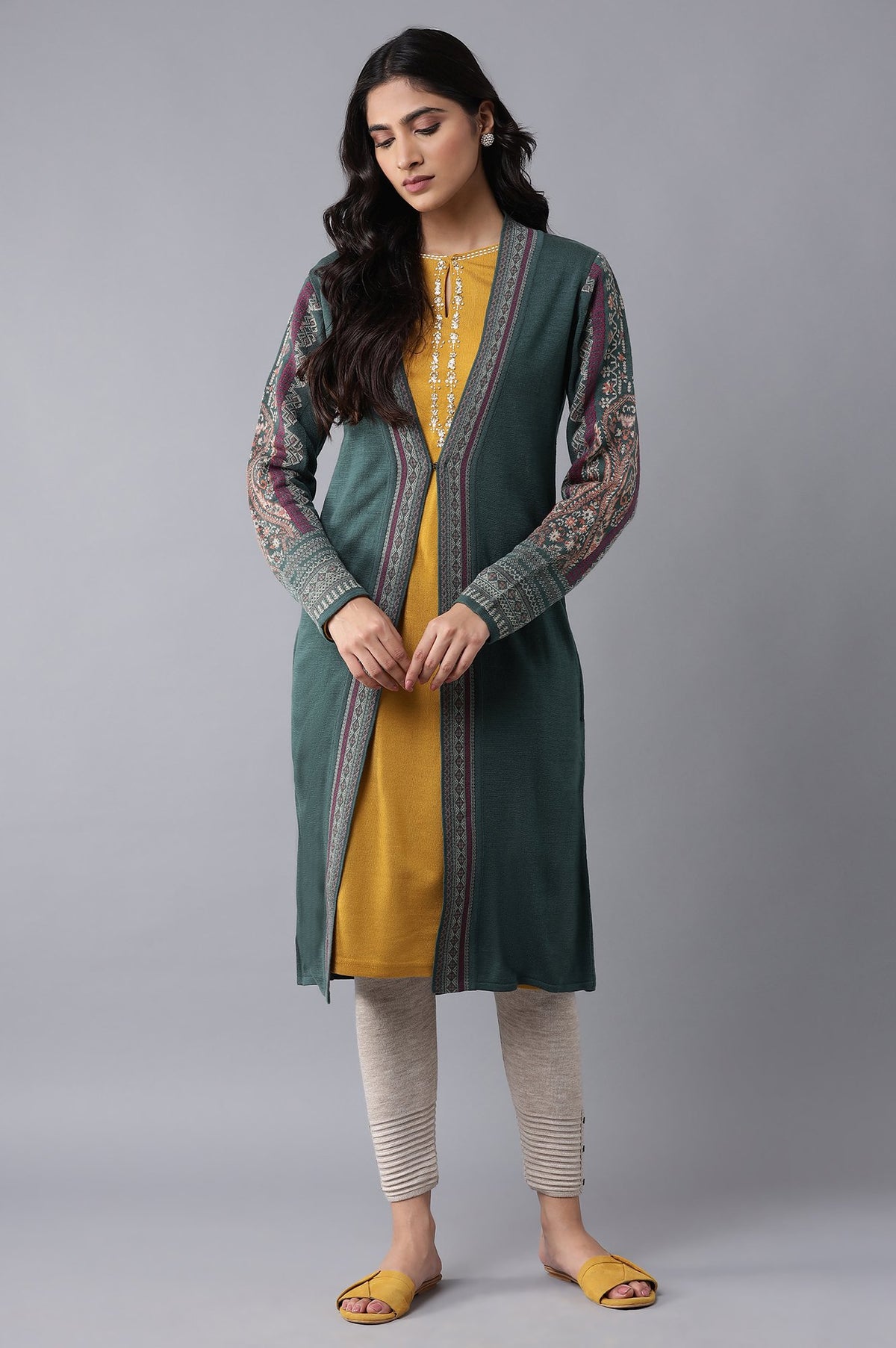 Rifle Green Front Open Cardigan - S