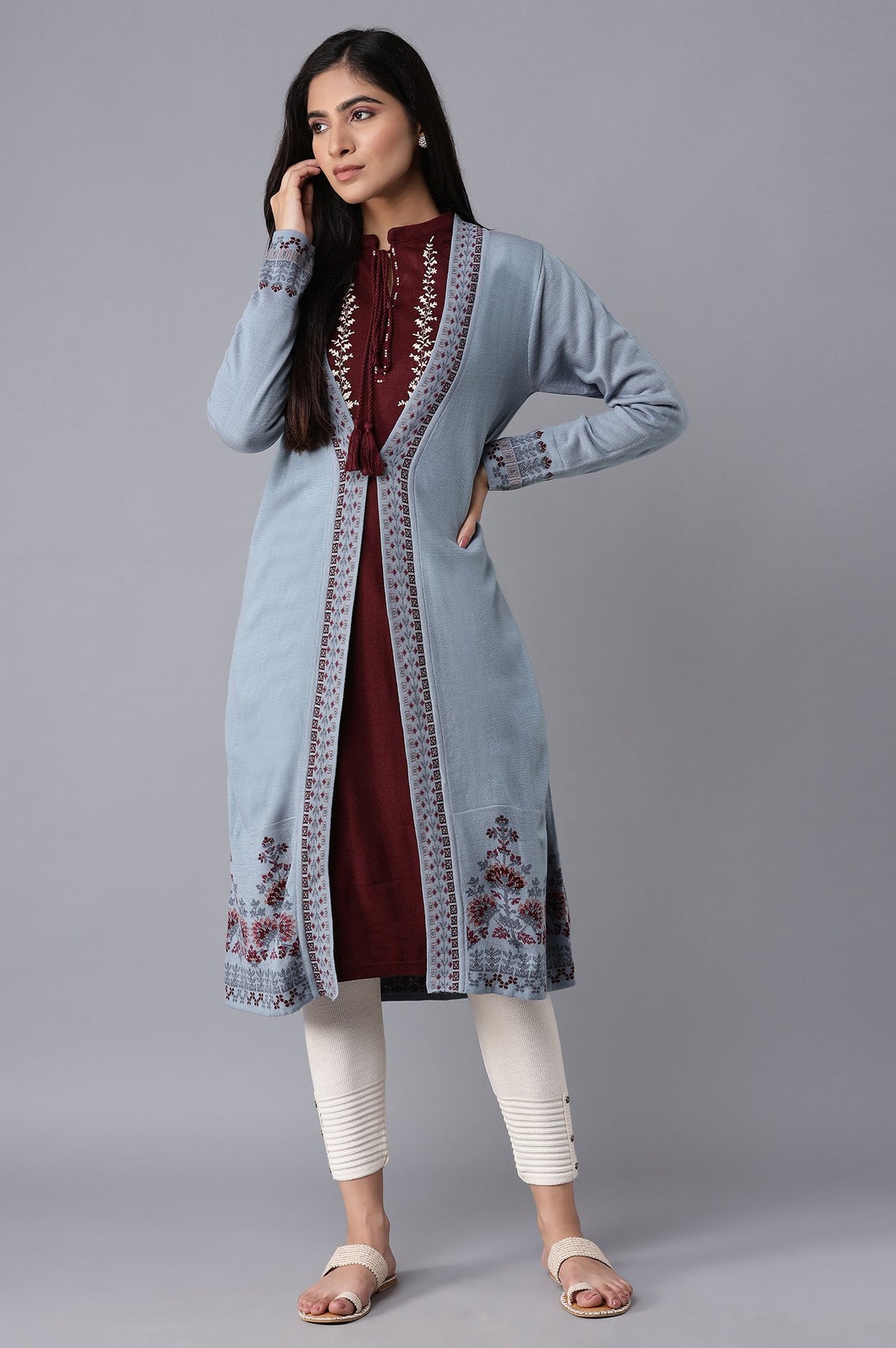 Blue Front Open Cardigan - S