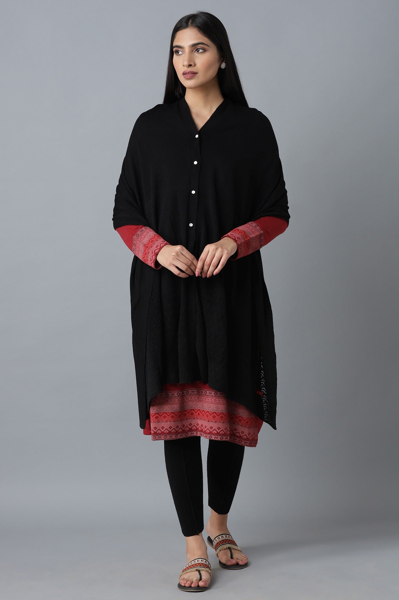 Black A-line Poncho