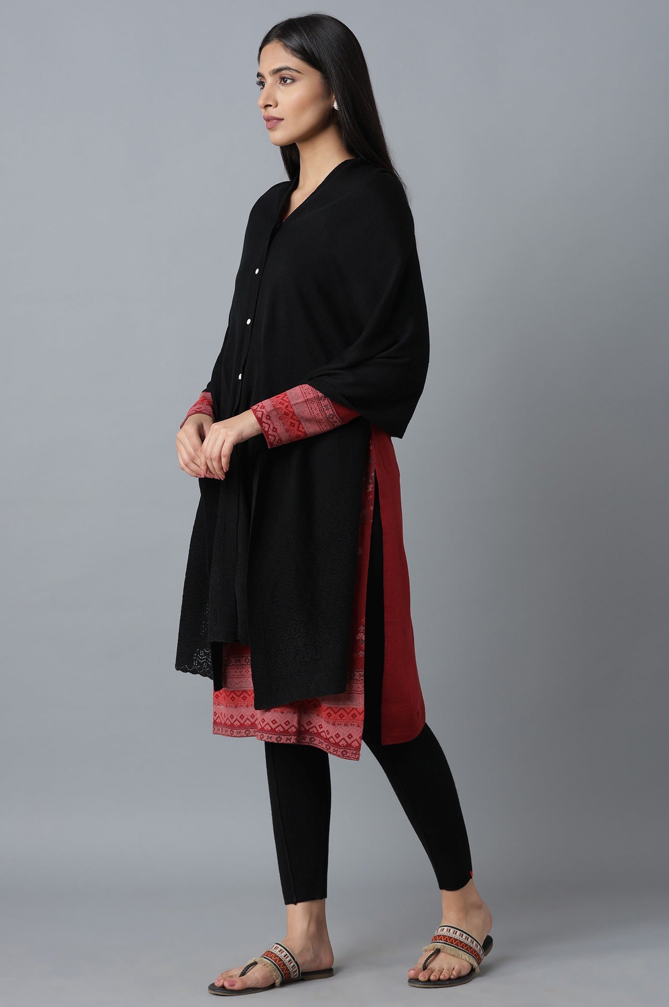 Black A-line Poncho