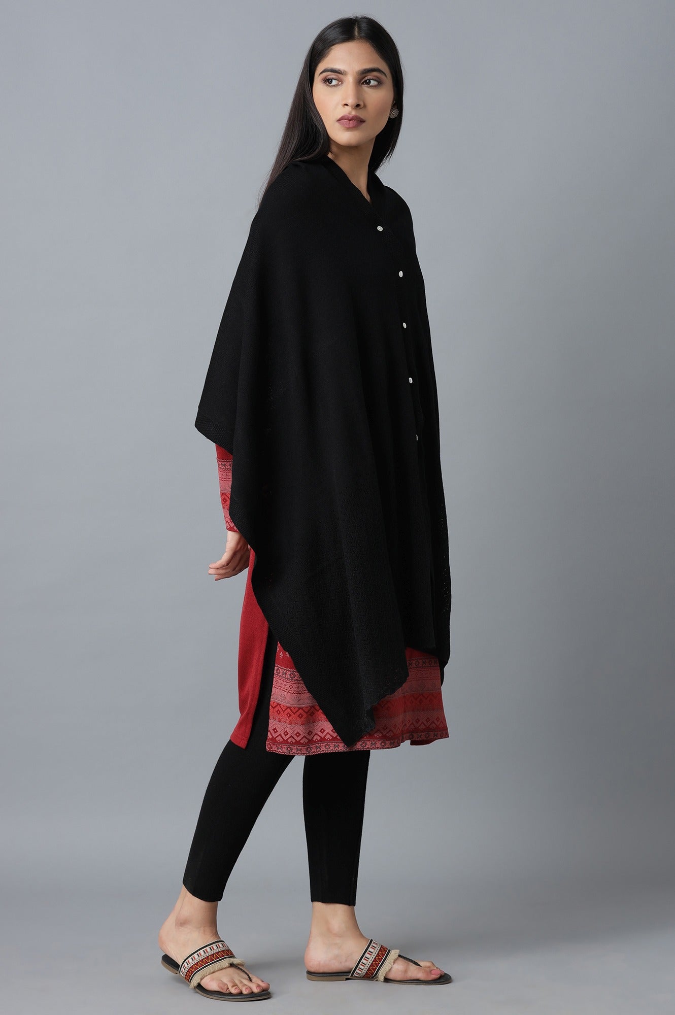 Black A-line Poncho