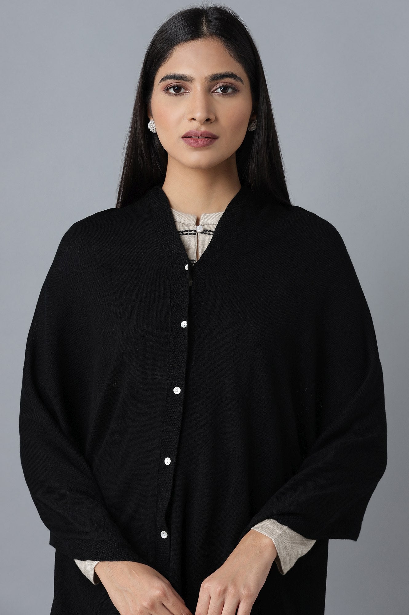 Black A-line Poncho