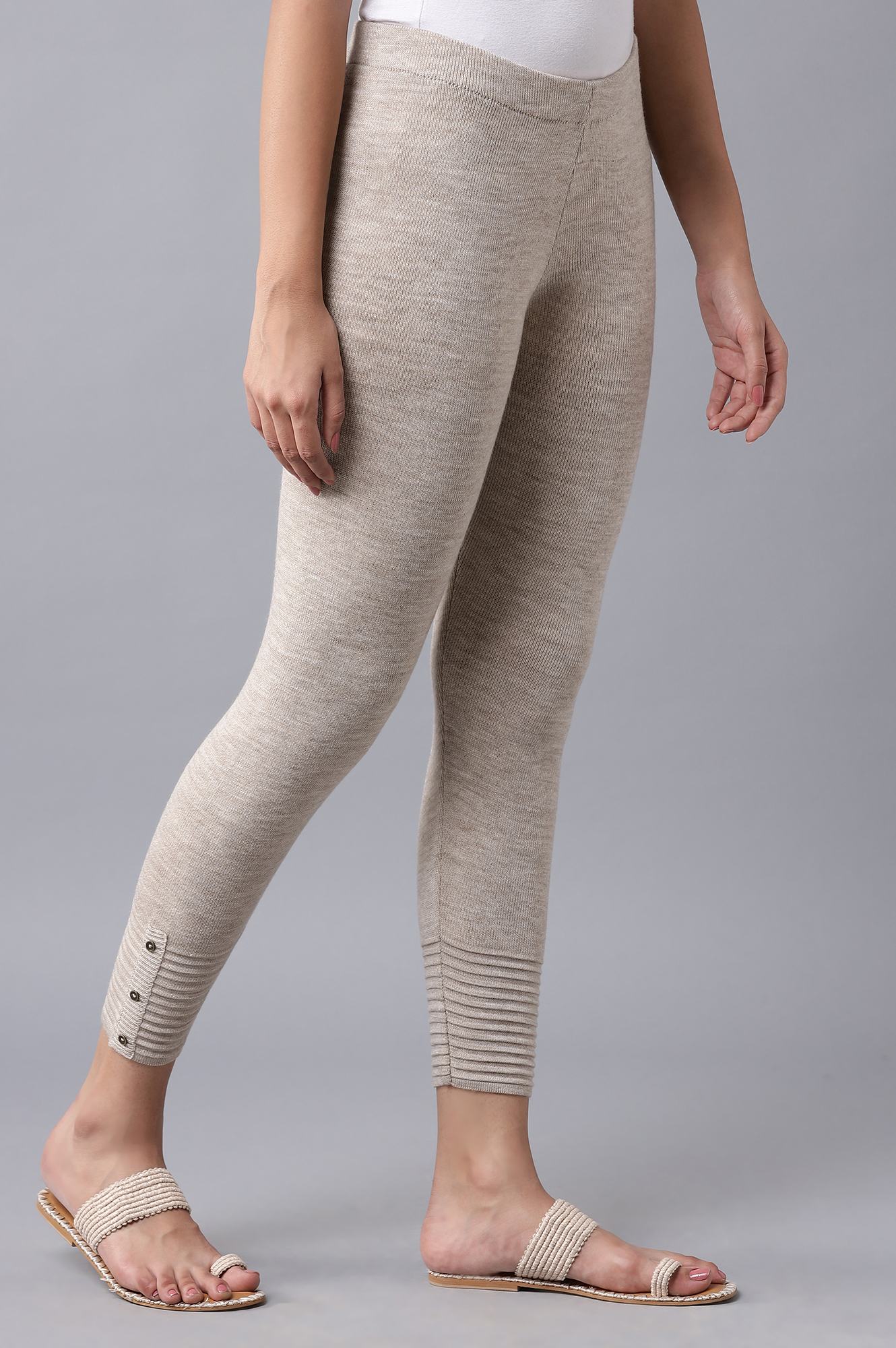 Beige Pleated Tights