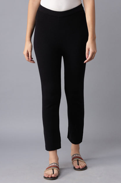 Black Knitted Slim Pants