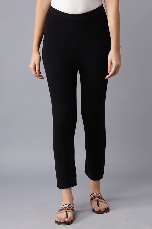Black Knitted Slim Pants