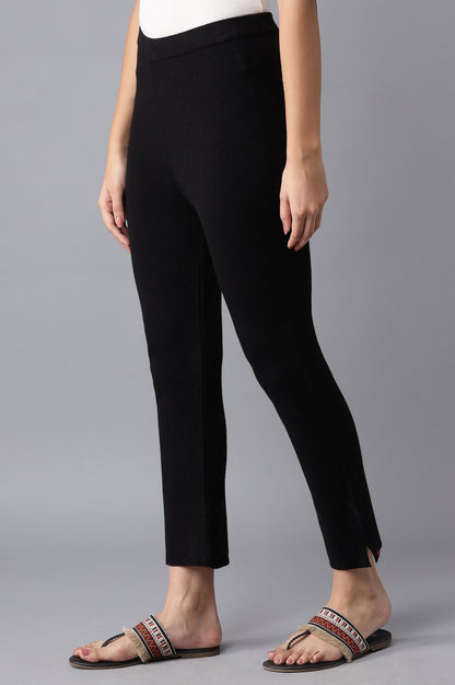 Black Knitted Slim Pants